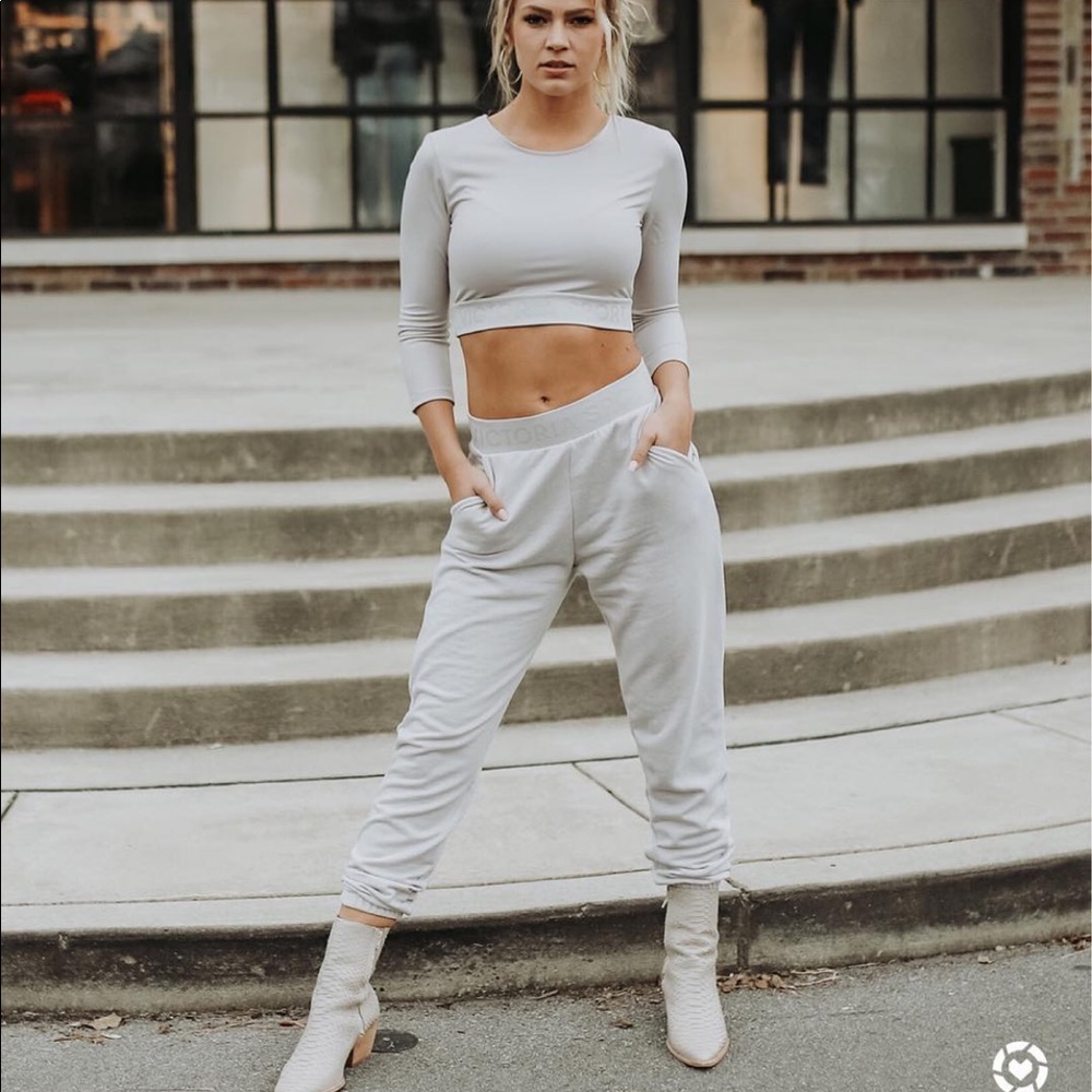 Victoria's Secret Light Gray Track Joggers